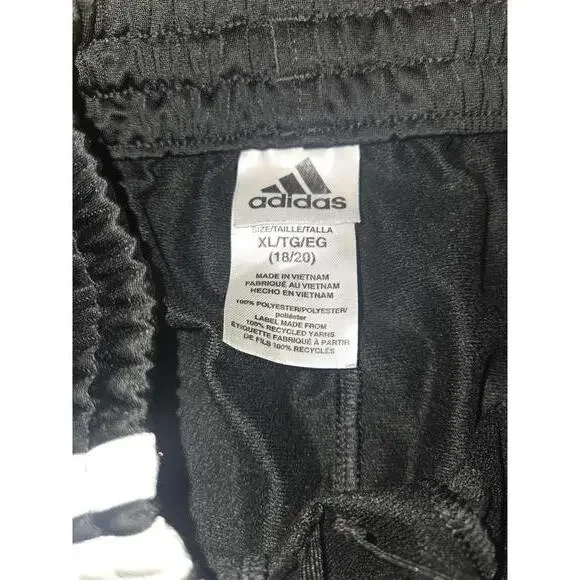Adidas kids Black Track Pants with White Stripes - Picture 2 of 4